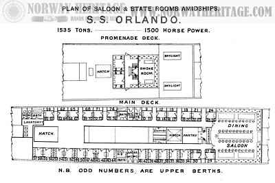 Orlando (1), Wilson Line steamship cabin plan