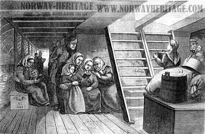 Steerage of the Norwegian emigrant ships Superior (ex Augustus)