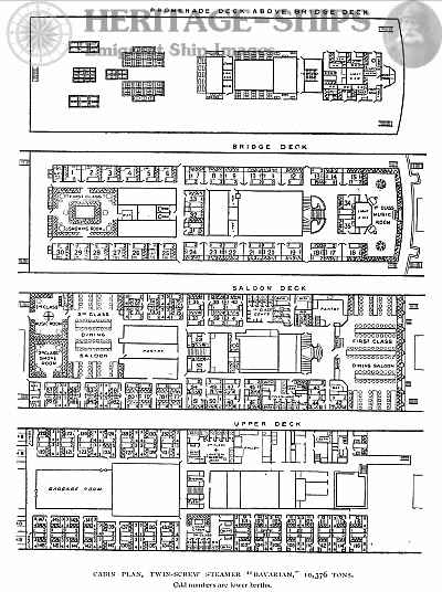 The Allan Line steamship Bavarian - cabin plan