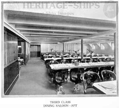 Cameronia (2) - 3rd class dining saloon - aft