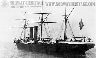 The Péreire as she appeared after the rebuilding in 1872, now with two funnels 