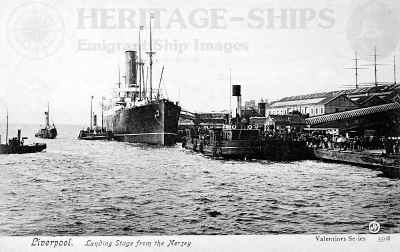 Saxonia at the landing stage from the Mersey, Liverpool