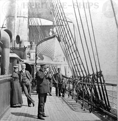 Scythia (1) - Cunard Line steamship,the captain taking a sight with his sextant