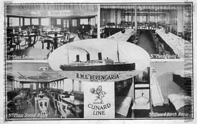 Cunarder Berengaria, 3rd class accommodation, used for emigrants during the transatlantic voyage