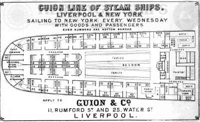 Guion Line steamship Nebraska - Cabin plan