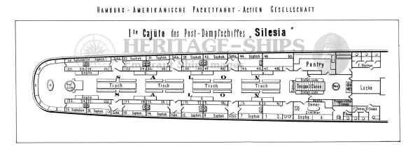 Hamburg America Line steamship Silesia - Plan of the First-Class Accommodation