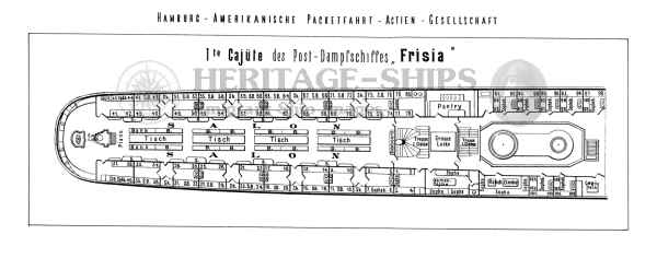 Hamburg America Line steamship Frisia - Plan of the First-Class Accommodation