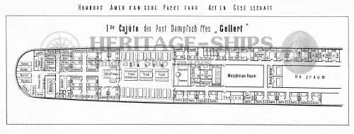 Hamburg America Line steamship Gellert - Plan of the First-Class Accommodation