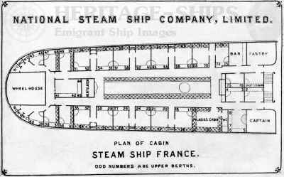 National Line steamship France - cabin plan