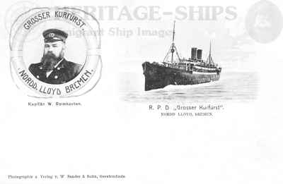 Norddeutscher Lloyd steamship Grosser Kurfürst - Capt. Reimkasten