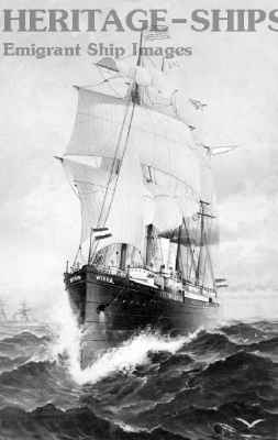 Norddeutscher Lloyd steamship Werra - sails and steam