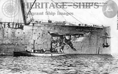 S/S Kaiser Wilhelm der Grosse, damages after the collision in 1906