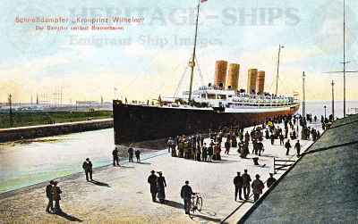 Kronprinz Wilhelm of the Norddeutscher Lloyd arriving at Bremerhaven