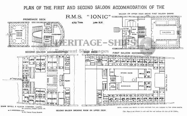 White Star Line steamship Ionic (2) - Cabin plan