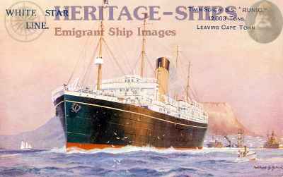 White Star Line steamship Runic (2) - leaving Cape Town