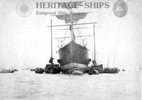 Coptic - on way to be docked for inspection and repairs at Hong Kong in February 1898