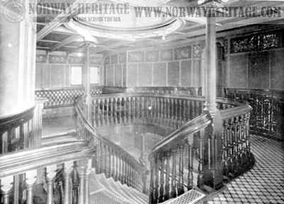St Louis - St Paul – Main stairway on the American Line steamships St Louis and…