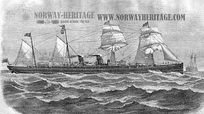 Arizona – Engraving showing the Guion Line steamship Arizona built…