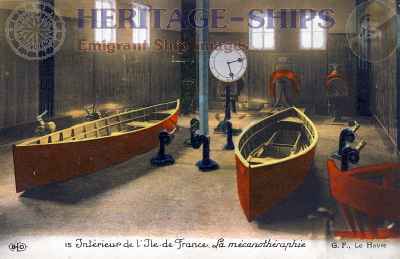 French Line (C.G.T.) steamship Ile de France - the gymnasium