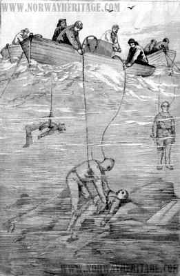 S/S Atlantic disaster – Divers, seen through the clear water, going down to the…