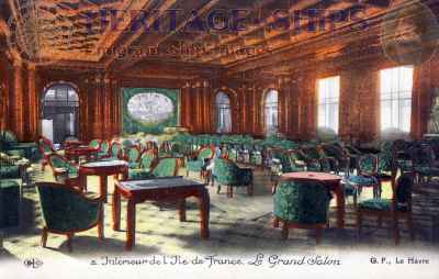 French Line (C.G.T.) steamship Ile de France - the Grand Salon
