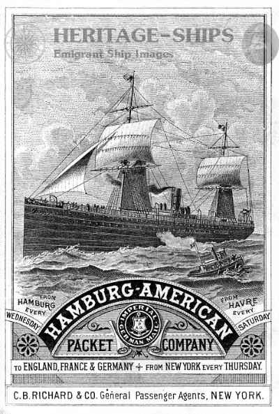 Cover of an 1872 advertising booklet showing the steamship Frisia.