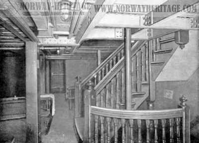 St Louis - St Paul – Steerage stairway on the American Line steamships St Louis…