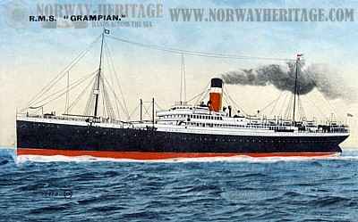 Old postcard showing the Grampian in Allan Line colors
