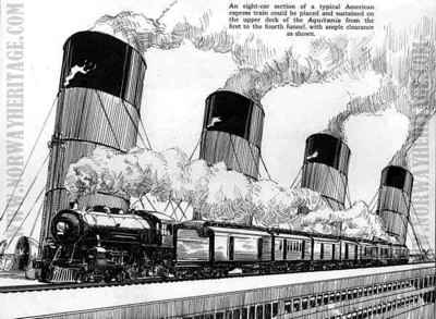 Aquitania – Cunard Line giant steamer: An eight-car section of a…