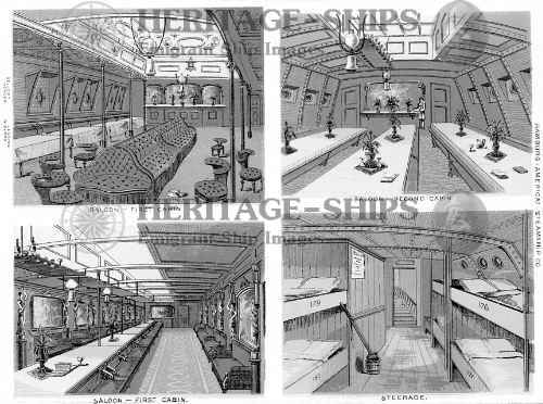 This old advertising booklet from 1876 shows interior views of HAPAG's ships. In the lower right, we can see, among other things, the steerage accommodation.