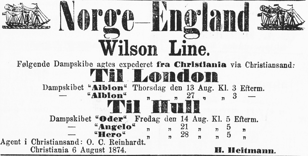 Wilson Line advertisement in Morgenbladet 07-08-1874.jpg