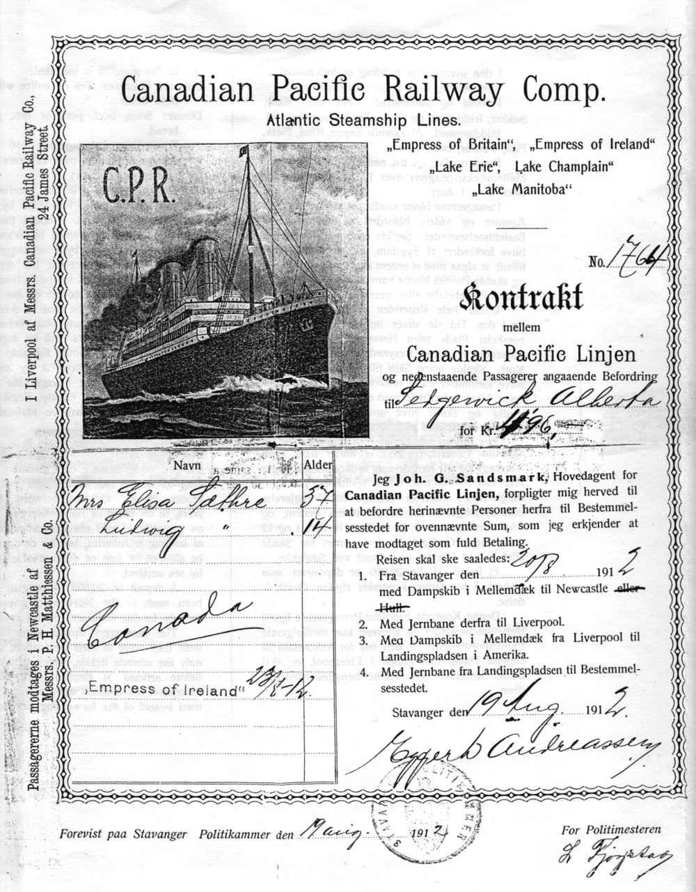 Canadian Pacific Line contract