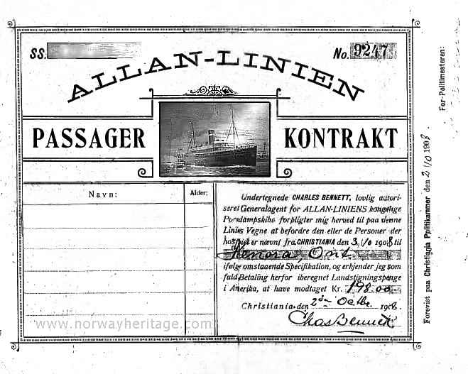 Emigration contracts - passenger contracts