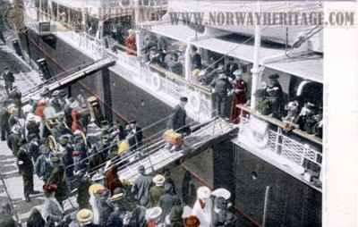 Emigrants boarding ship