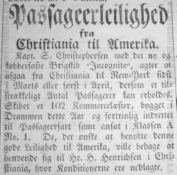 Incognito - Newspaper Morgenbladet 1850-01-06