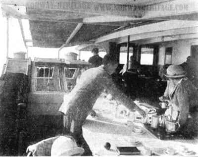 Kristianiafjord - Bergensfjord – Norwegian America Line steamship, Veranda Cafe on the S/S…