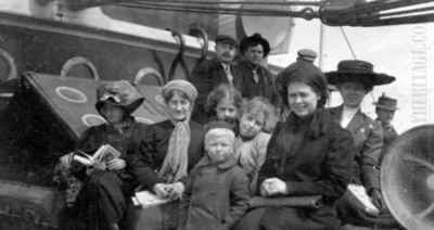 Passengers on the deck of the S/S Calypso on way Stockholm - Hull
