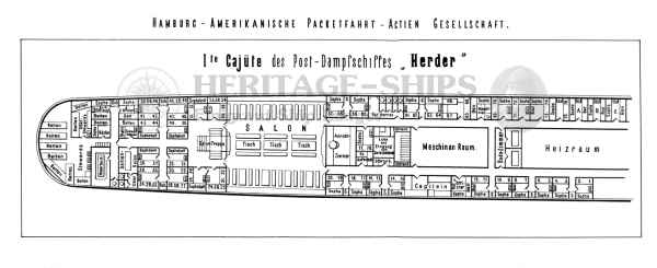 Hamburg America Line steamship Herder - Plan of the First-Class Accommodation