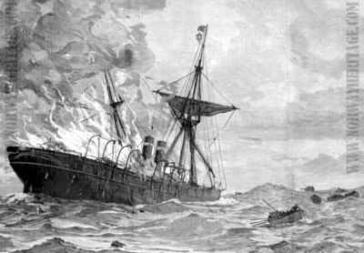 BURNING OF THE STEAMSHIP CITY OF MONTREAL ON THE ATLANTIC OCEAN IN 1887