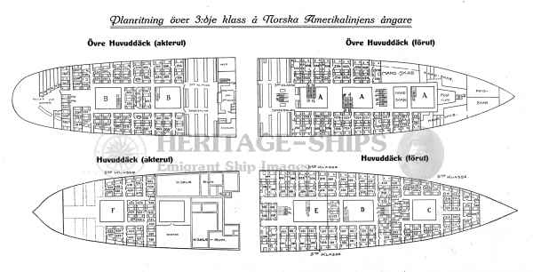 Bergensfjord and Kristianiafjord - 3rd class plan