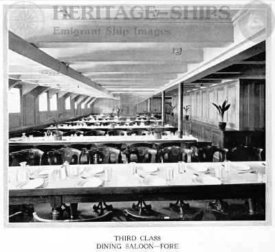 Cameronia (2) - 3rd class dining saloon - fore