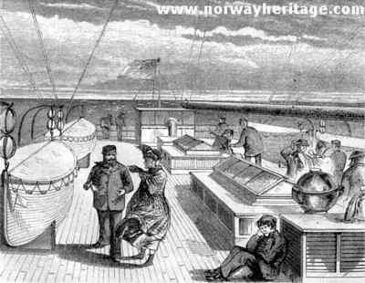 Minnesota – Old engraving showing the quarter deck on the Guion Line…