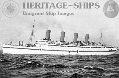 Aquitania as  a hospital Ship