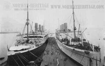 Empress of Australia (left) and Empress of Canada (right) at Hong Kong