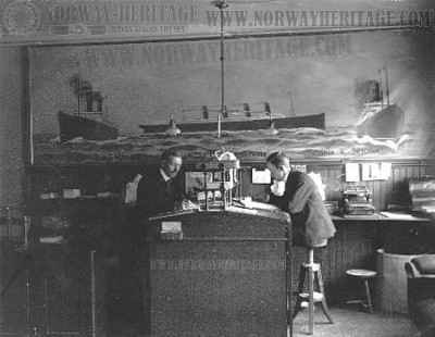 Cunard Line office – Cunard Line office in Trondheim, Søndre gate, clerks…