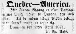 Advertisement for the ship Flora