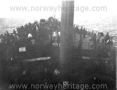 Deck Life – Steerage passengers on deck of a North German Llloyd…