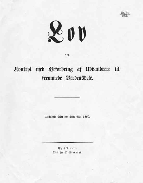 Norwegian passenger act - 1869