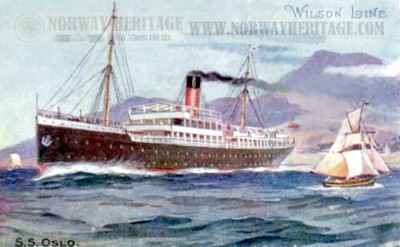 The SS Oslo of the Wilson Line - in a Norwegian fjord