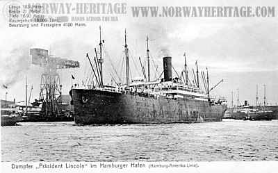 S/S President Lincoln, Hamburg America Line